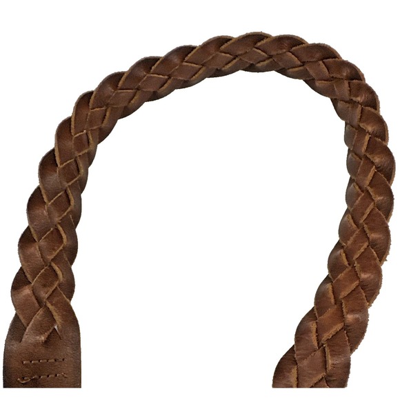 Abercrombie & Fitch Vintage Men's Brown Leather Braided Belt Medium Moose Logo - Picture 7 of 8